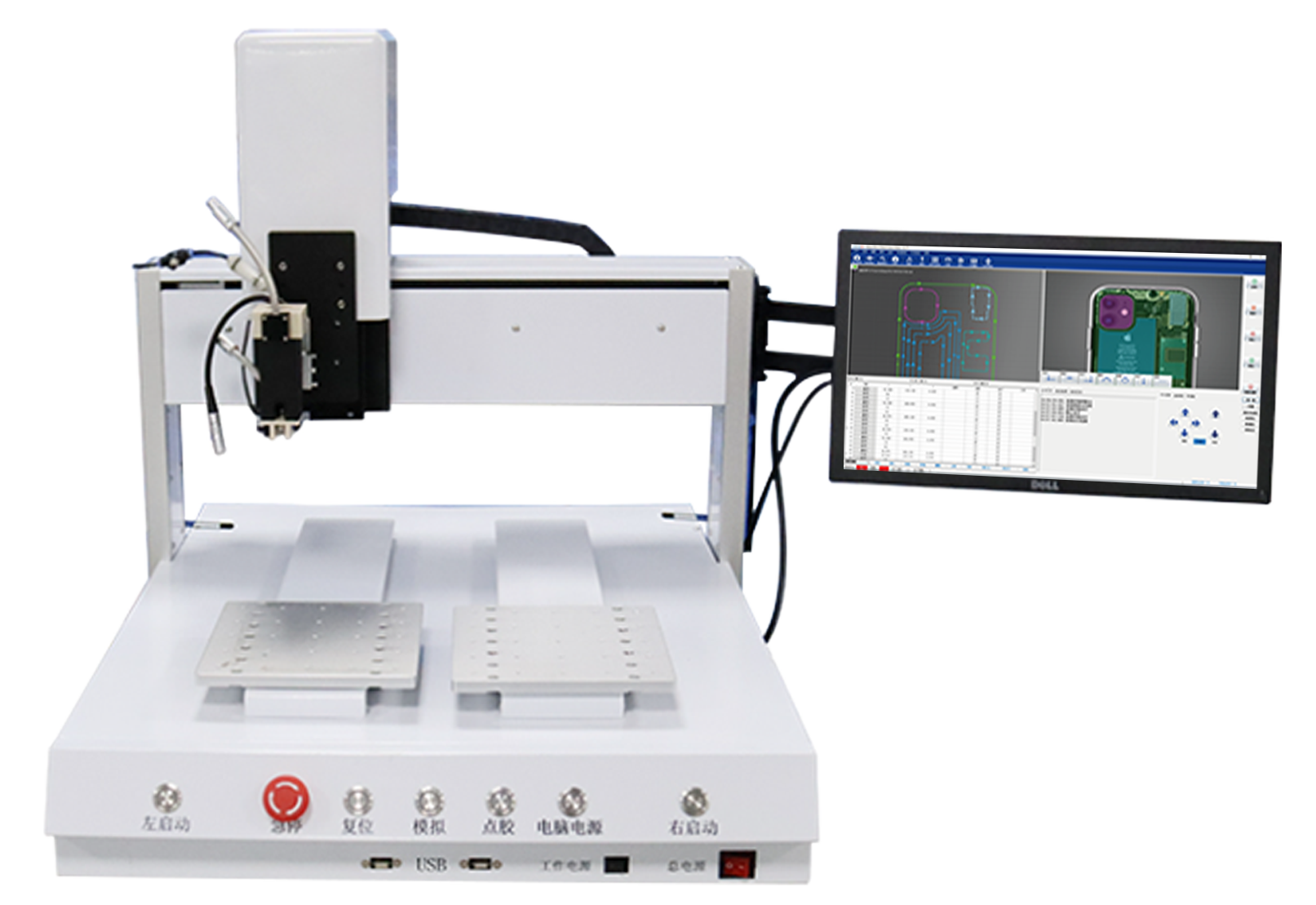 四轴双工位桌面式视觉点胶机